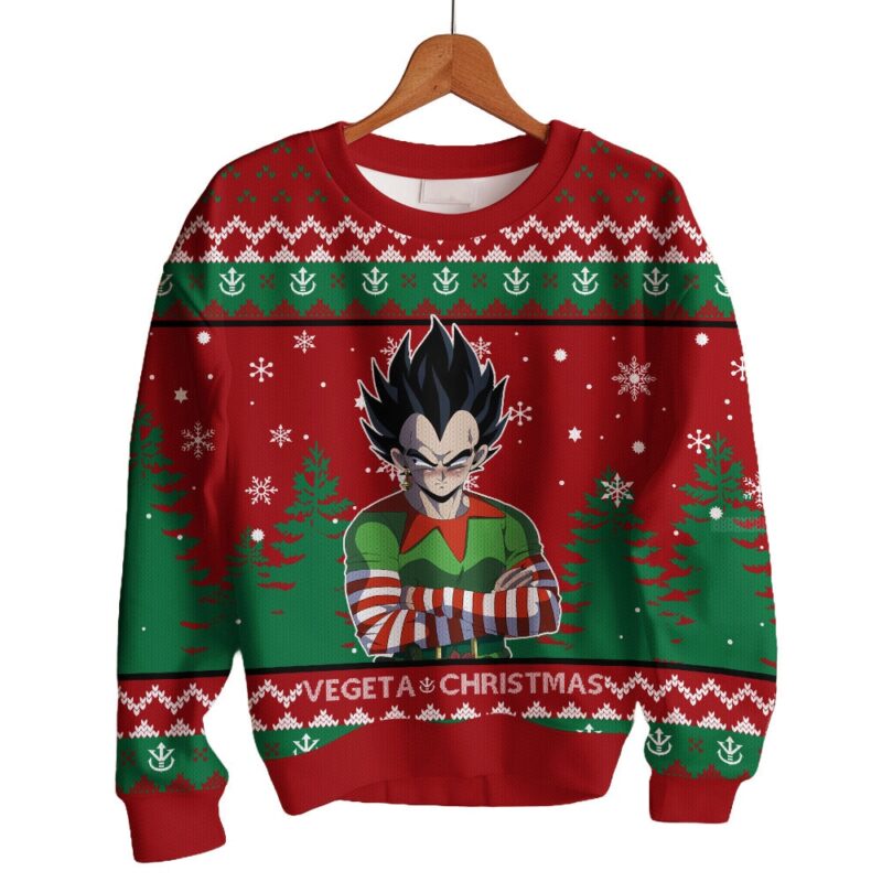 Hooktab Vegeta Christmas Elf Dragon Ball Ugly Christmas Sweater Hooktab Vegeta Christmas Elf Dragon Ball Ugly Christmas Sweater
