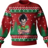 Hooktab Vegeta Christmas Elf Dragon Ball Ugly Christmas Sweater