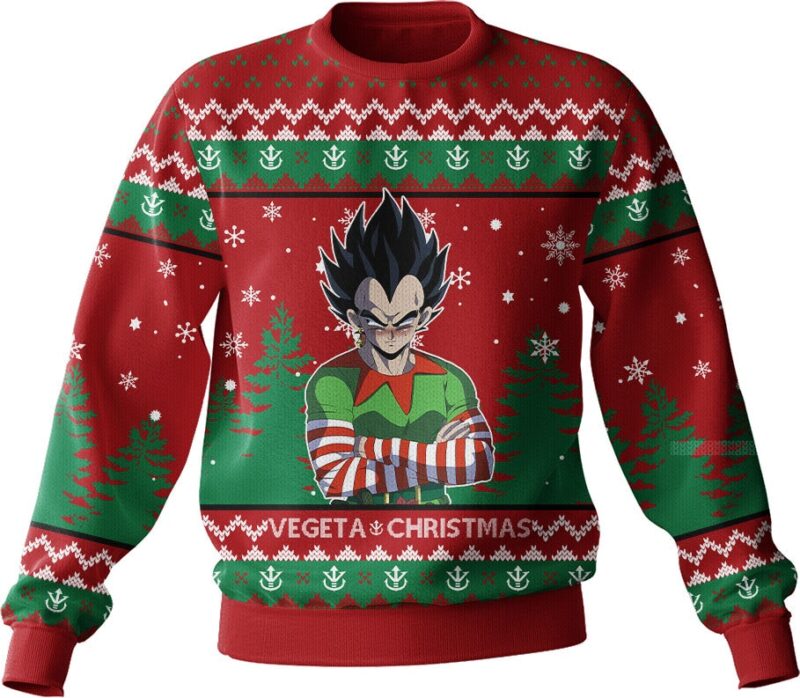 Hooktab Vegeta Christmas Elf Dragon Ball Ugly Christmas Sweater Hooktab Vegeta Christmas Elf Dragon Ball Ugly Christmas Sweater
