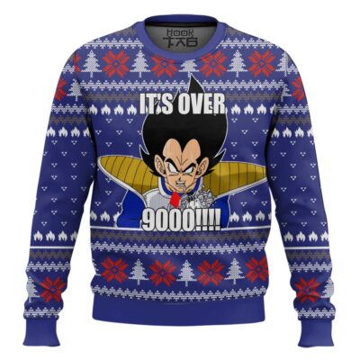 Hooktab Vegeta It's Over 9000 Dragon Ball Ugly Christmas Sweater
