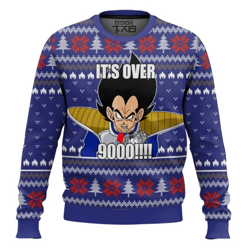 Hooktab Vegeta It's Over 9000 Dragon Ball Ugly Christmas Sweater