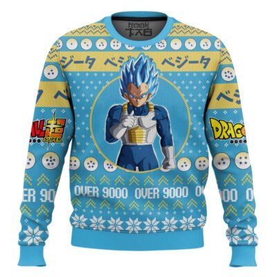 Hooktab Vegeta Over 9000 Dragon Ball Z Ugly Christmas Sweater