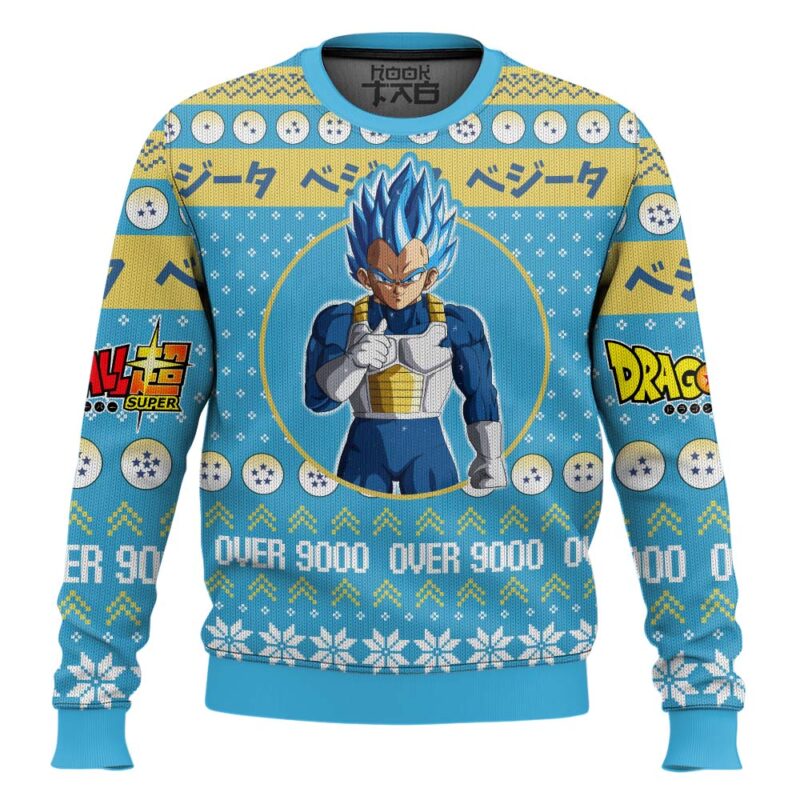Hooktab Vegeta Over 9000 Dragon Ball Z Ugly Christmas Sweater