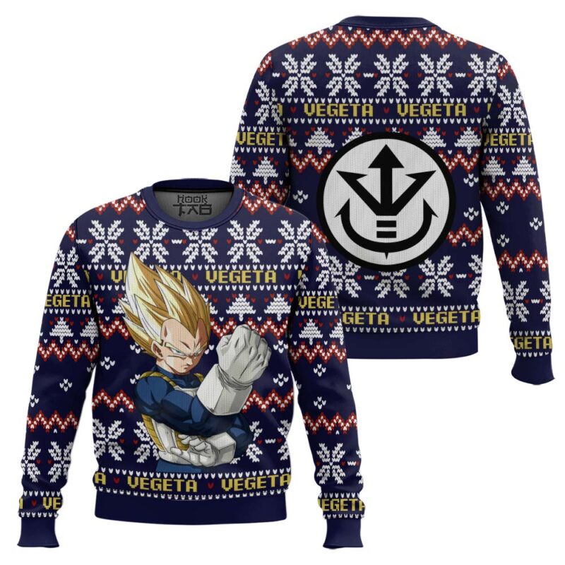Hooktab Vegeta Super Saiyan Dragon Ball Z Ugly Christmas Sweater Hooktab Vegeta Super Saiyan Dragon Ball Z Ugly Christmas Sweater