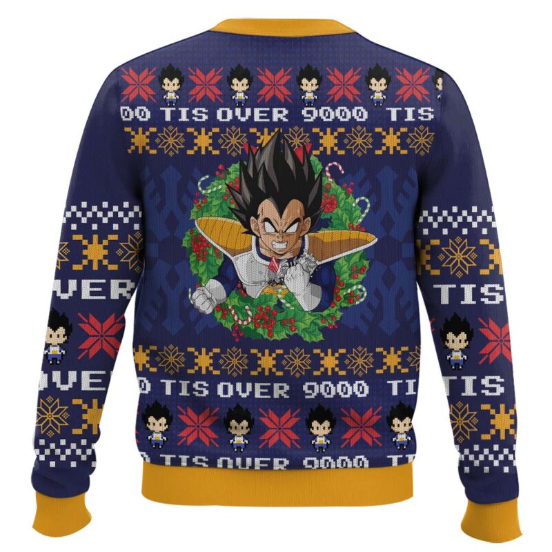 Hooktab Vegeta Tis Over 9000 Dragon Ball Ugly Christmas Sweater Hooktab Vegeta Tis Over 9000 Dragon Ball Ugly Christmas Sweater