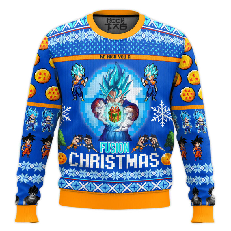 Hooktab Vegito Fusion Christmas Dragon Ball Ugly Christmas Sweater Hooktab Vegito Fusion Christmas Dragon Ball Ugly Christmas Sweater