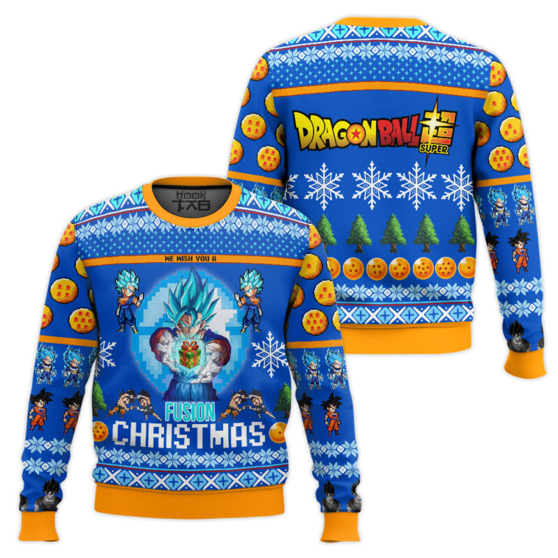 Hooktab Vegito Fusion Christmas Dragon Ball Ugly Christmas Sweater Hooktab Vegito Fusion Christmas Dragon Ball Ugly Christmas Sweater