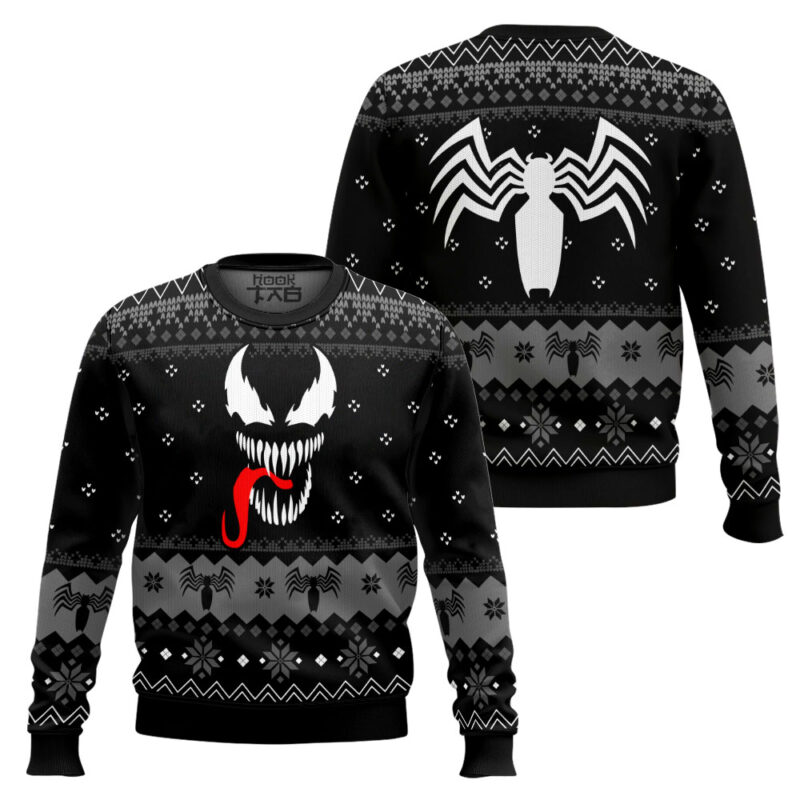 Hooktab Venom Marvel Comics Ugly Christmas Sweater Hooktab Venom Marvel Comics Ugly Christmas Sweater