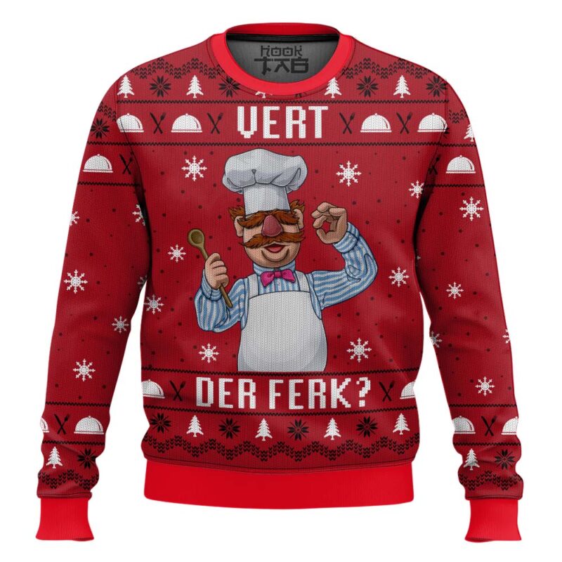 Hooktab Vert Der Ferk The Swedish Chef The Muppet Show Ugly Christmas Sweater
