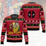 Hooktab Wade And Logan Deadpool & Wolverine Ugly Christmas Sweater