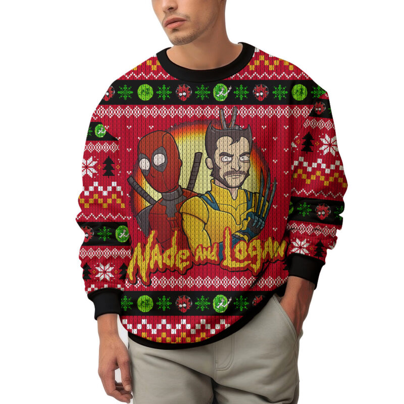 Hooktab Wade And Logan Deadpool & Wolverine Ugly Christmas Sweater Hooktab Wade And Logan Deadpool & Wolverine Ugly Christmas Sweater