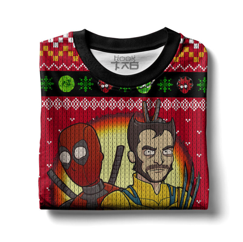 Hooktab Wade And Logan Deadpool & Wolverine Ugly Christmas Sweater Hooktab Wade And Logan Deadpool & Wolverine Ugly Christmas Sweater