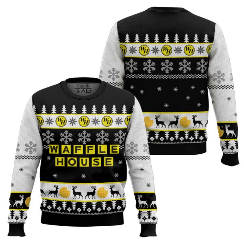 Hooktab Waffle House Ugly Christmas Sweater Hooktab Waffle House Ugly Christmas Sweater