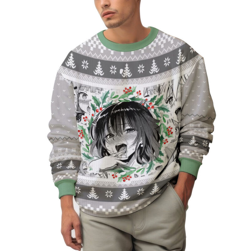 Hooktab Waifu Ahegao Ugly Christmas Sweater Hooktab Waifu Ahegao Ugly Christmas Sweater