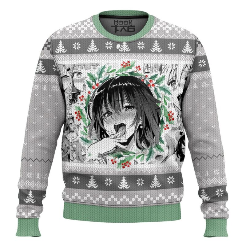 Hooktab Waifu Ahegao Ugly Christmas Sweater