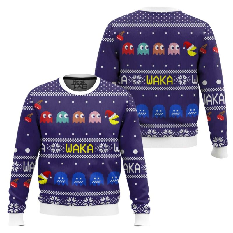 Hooktab Waka Pac-Man Ugly Christmas Sweater Hooktab Waka Pac-Man Ugly Christmas Sweater