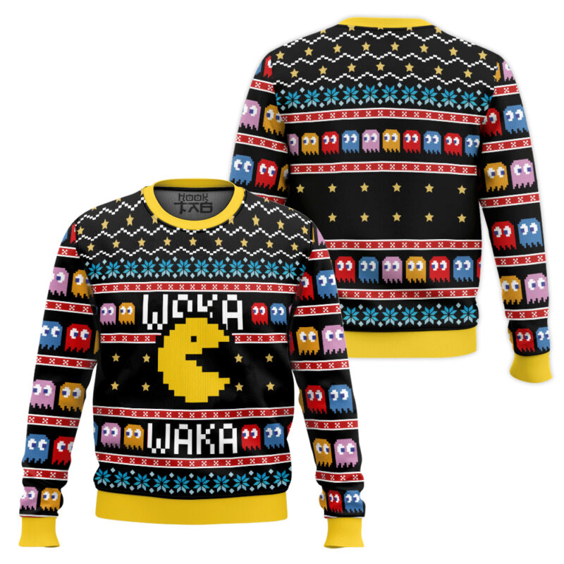 Hooktab Waka Waka Pac Man Ugly Christmas Sweater Hooktab Waka Waka Pac Man Ugly Christmas Sweater