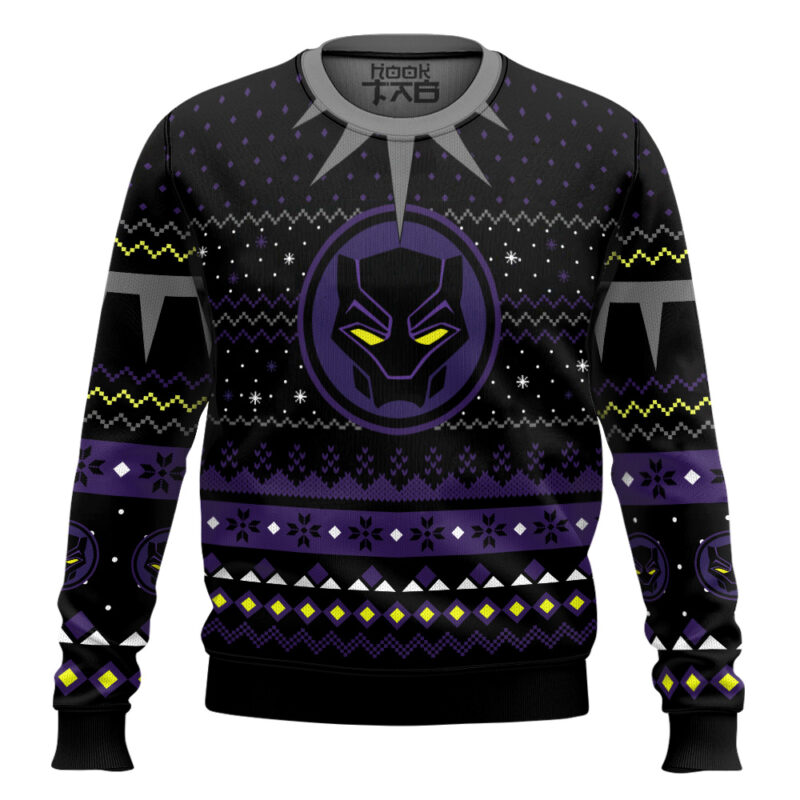 Hooktab Wakanda Black Panther Ugly Christmas Sweater
