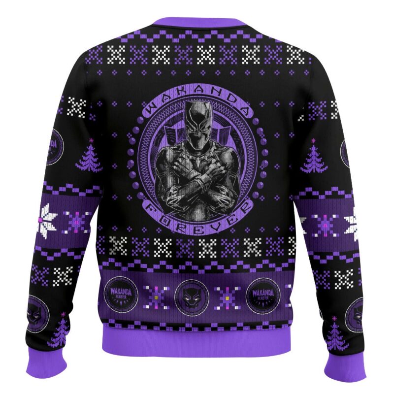 Hooktab Wakanda Forever! Black Panther Ugly Christmas Sweater Hooktab Wakanda Forever! Black Panther Ugly Christmas Sweater