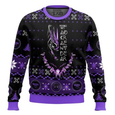 Hooktab Wakanda Forever! Black Panther Ugly Christmas Sweater