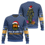 Hooktab Wake Me When You Need Presents Halo Ugly Christmas Sweater