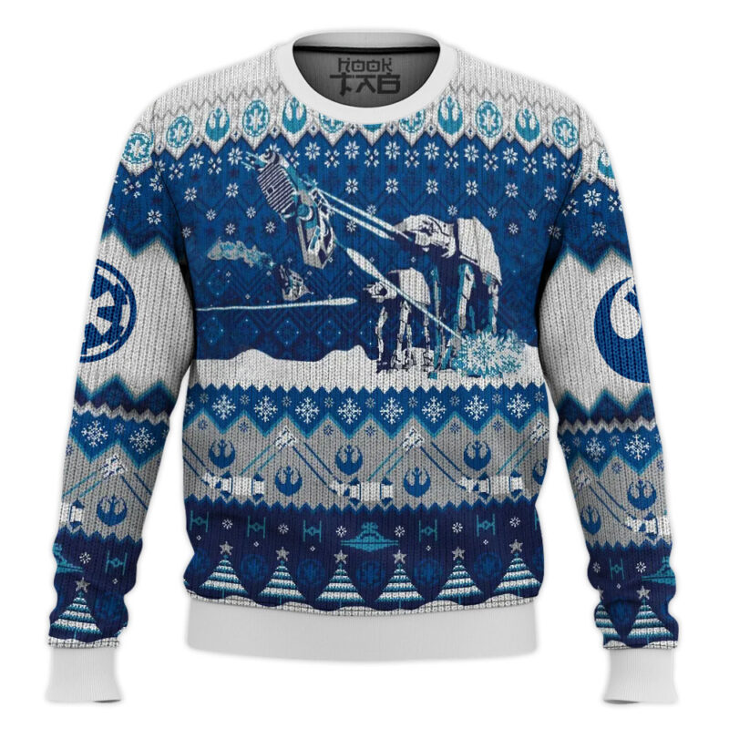 Hooktab Walking In An AT-AT Hoth Star Wars Ugly Christmas Sweater