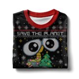 Hooktab Wall-e Save The Planet Plant A Christmas Tree Ugly Christmas Sweater