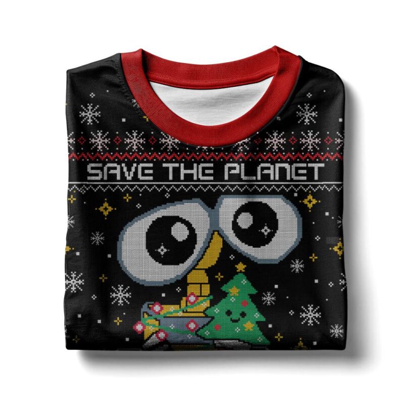 Hooktab Wall-e Save The Planet Plant A Christmas Tree Ugly Christmas Sweater Hooktab Wall-e Save The Planet Plant A Christmas Tree Ugly Christmas Sweater