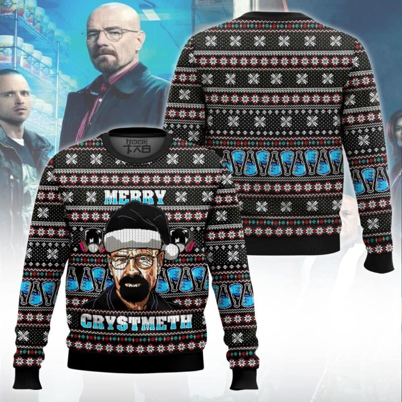 Hooktab Walter White Merry Crystmeth Breaking Bad Ugly Christmas Sweater Hooktab Walter White Merry Crystmeth Breaking Bad Ugly Christmas Sweater