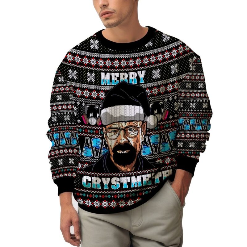 Hooktab Walter White Merry Crystmeth Breaking Bad Ugly Christmas Sweater Hooktab Walter White Merry Crystmeth Breaking Bad Ugly Christmas Sweater