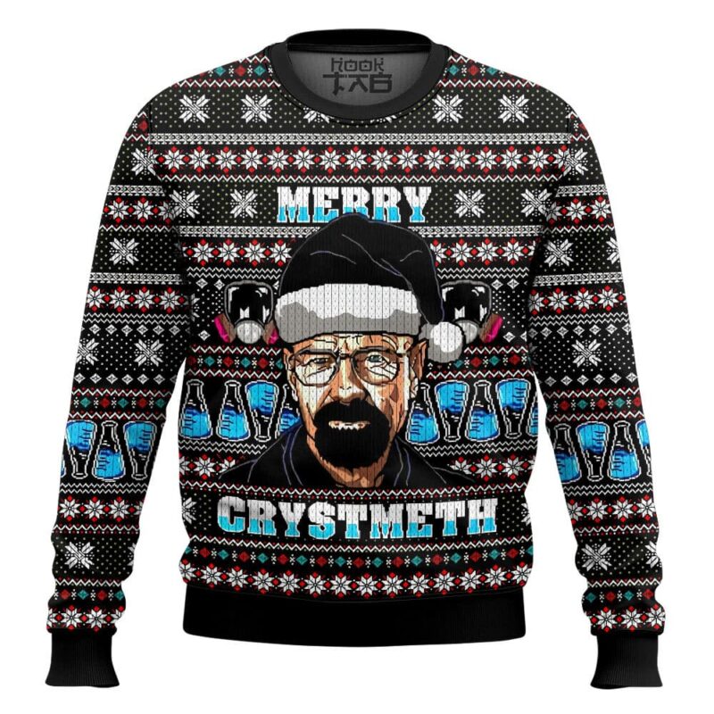 Hooktab Walter White Merry Crystmeth Breaking Bad Ugly Christmas Sweater