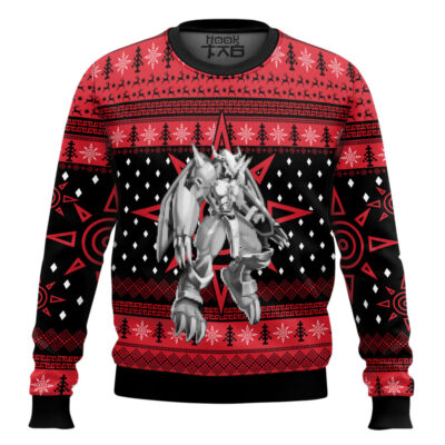 Hooktab Wargreymon Digimon Ugly Christmas Sweater