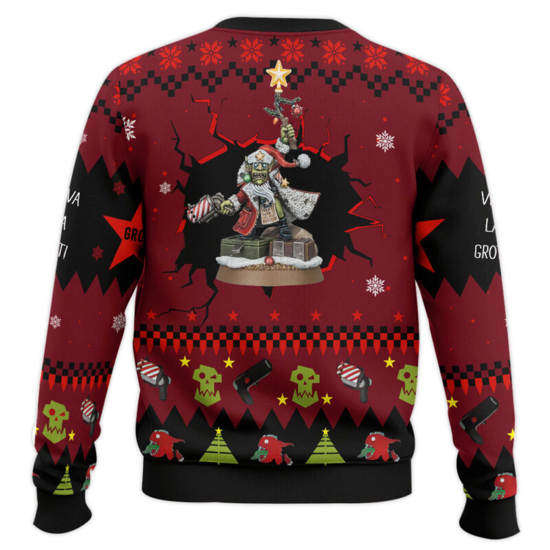 Hooktab Warhammer 40k Armed And Dangerous Red Gobbo Ugly Christmas Sweater Hooktab Warhammer 40k Armed And Dangerous Red Gobbo Ugly Christmas Sweater