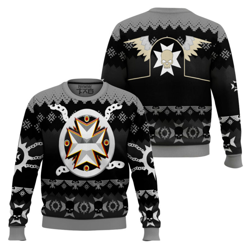 Hooktab Warhammer 40k Black Templars Ugly Christmas Sweater Hooktab Warhammer 40k Black Templars Ugly Christmas Sweater