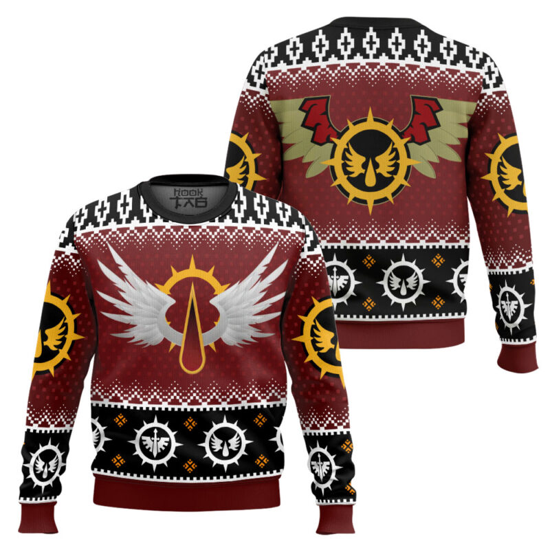 Hooktab Warhammer 40k Blood Angels Ugly Christmas Sweater Hooktab Warhammer 40k Blood Angels Ugly Christmas Sweater