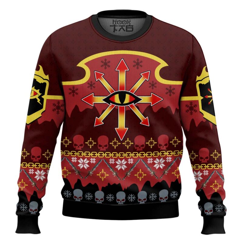 Hooktab Warhammer 40k Chaos Reigns Khorne Ugly Christmas Sweater