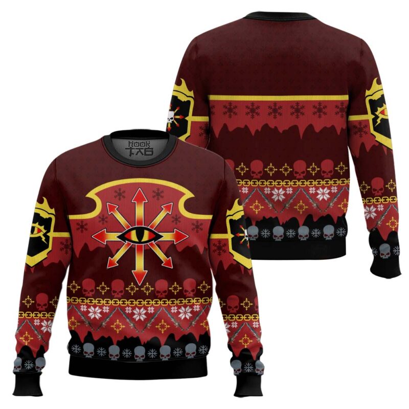 Hooktab Warhammer 40k Chaos Reigns Khorne Ugly Christmas Sweater Hooktab Warhammer 40k Chaos Reigns Khorne Ugly Christmas Sweater