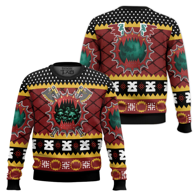 Hooktab Warhammer 40k Chaos Space Marine World Eaters Ugly Christmas Sweater Hooktab Warhammer 40k Chaos Space Marine World Eaters Ugly Christmas Sweater