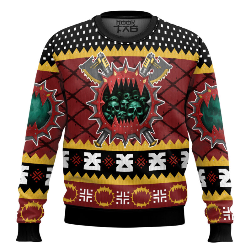 Hooktab Warhammer 40k Chaos Space Marine World Eaters Ugly Christmas Sweater