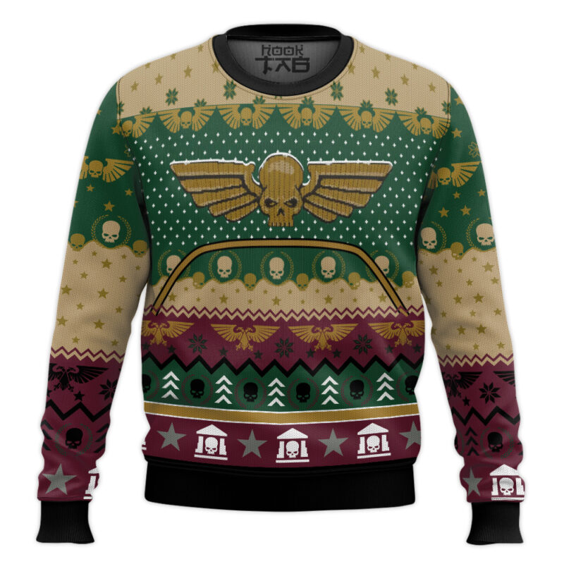 Hooktab Warhammer 40k Command the Holidays Astra Militarum Ugly Christmas Sweater