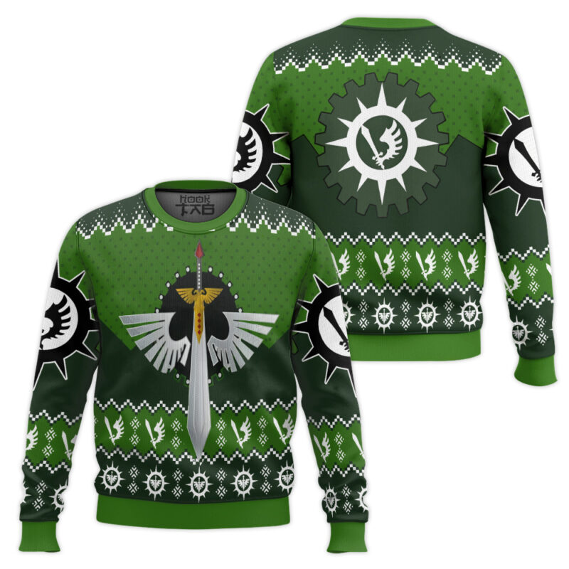 Hooktab Warhammer 40k Dark Angels Ugly Christmas Sweater Hooktab Warhammer 40k Dark Angels Ugly Christmas Sweater