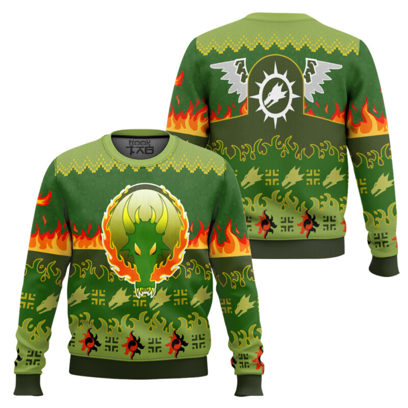 Hooktab Warhammer 40k Salamanders Ugly Christmas Sweater Hooktab Warhammer 40k Salamanders Ugly Christmas Sweater