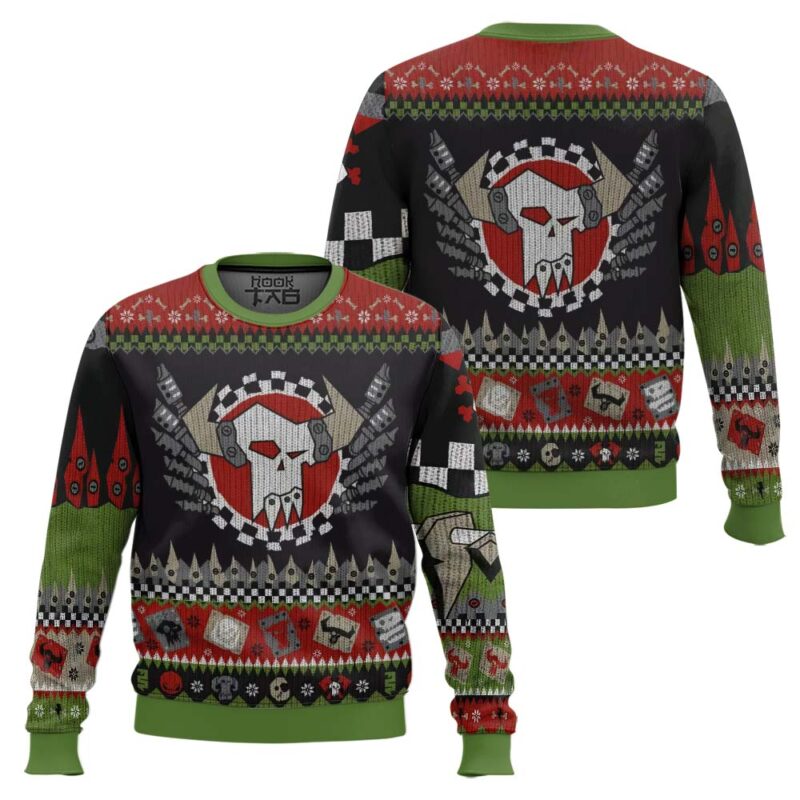 Hooktab Warhammer 40k WAAAGH! Ensemble Ugly Christmas Sweater Hooktab Warhammer 40k WAAAGH! Ensemble Ugly Christmas Sweater