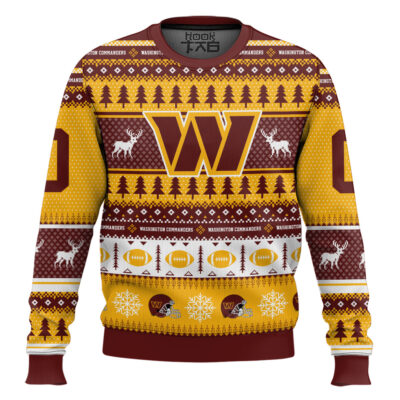 Hooktab Washington Commanders - Custom Name And Number Ugly Sweater