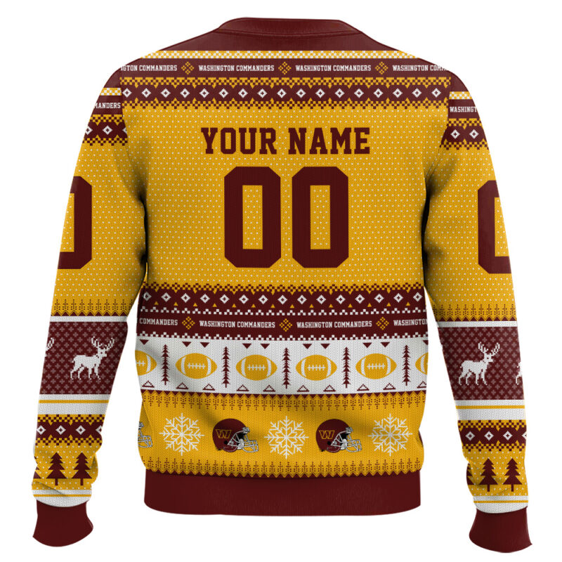 Hooktab Washington Commanders - Custom Name And Number Ugly Sweater Hooktab Washington Commanders - Custom Name And Number Ugly Sweater