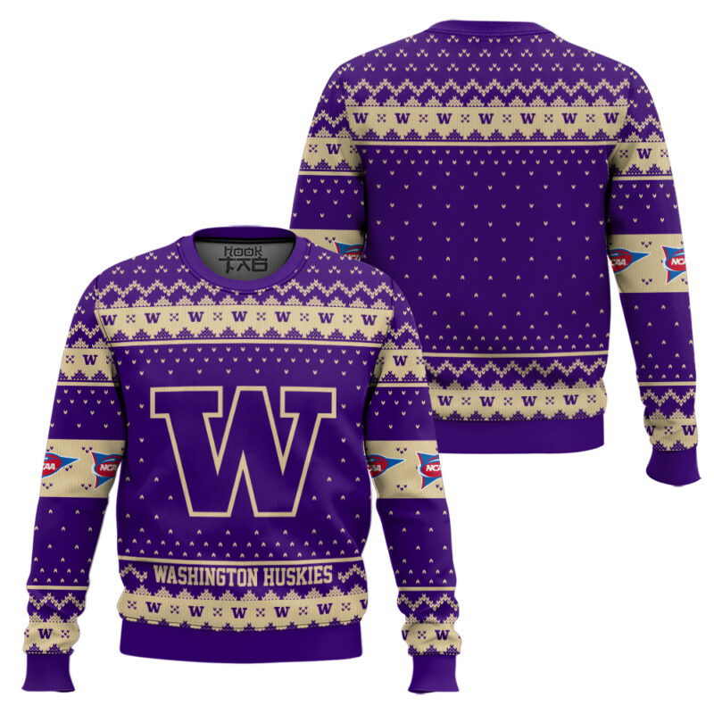 Hooktab Washington Huskies - Custom Name And Number Ugly Christmas Sweater Hooktab Washington Huskies - Custom Name And Number Ugly Christmas Sweater