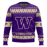 Hooktab Washington Huskies - Custom Name And Number Ugly Christmas Sweater