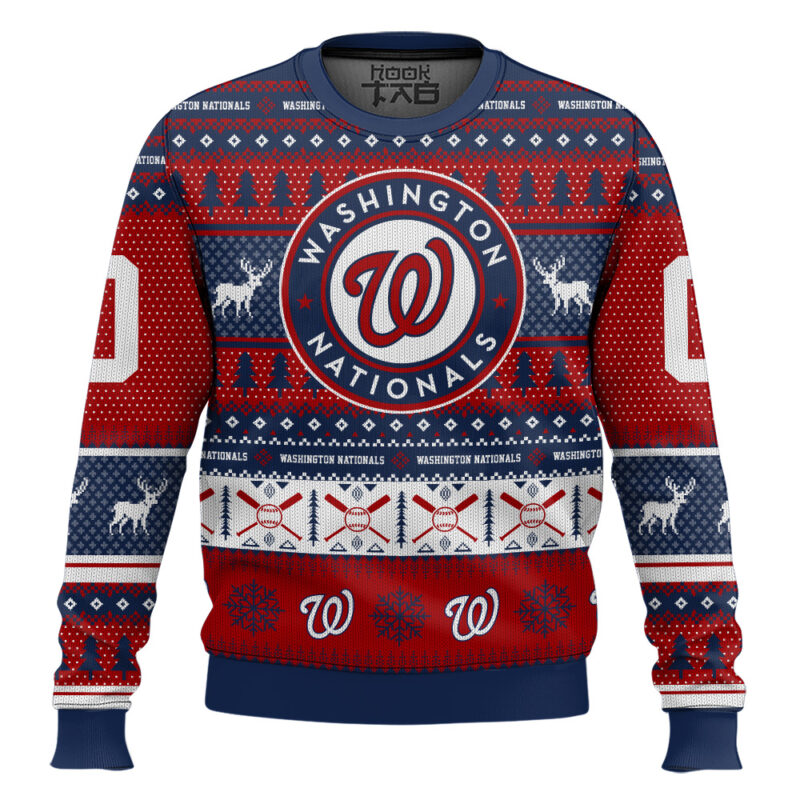 Hooktab Washington Nationals - Custom Name And Number Ugly Sweater