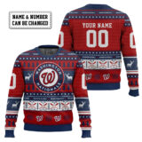 Hooktab Washington Nationals - Custom Name And Number Ugly Sweater