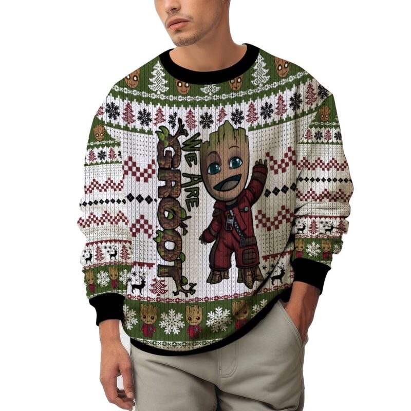 Hooktab We Are Groot Marvel Ugly Christmas Sweater Hooktab We Are Groot Marvel Ugly Christmas Sweater